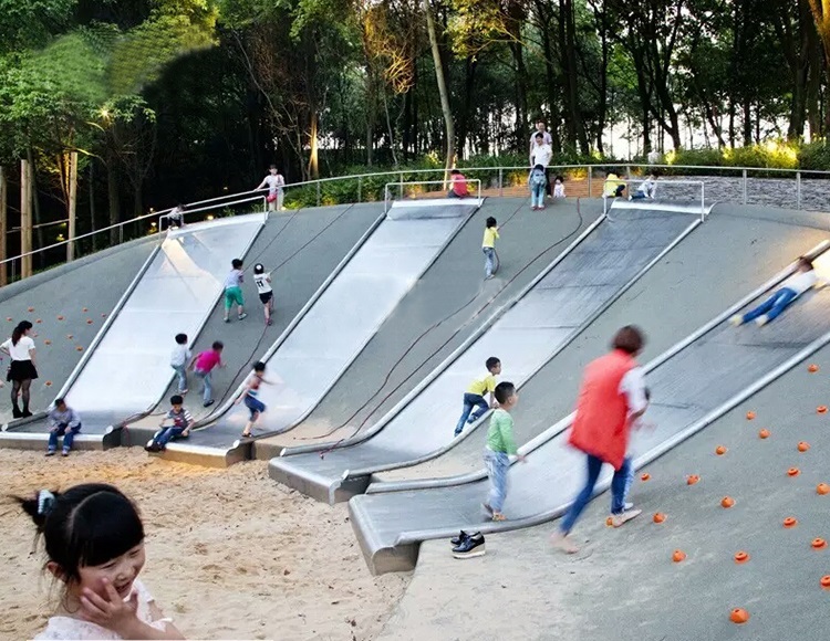 公园平板不锈钢滑梯 儿童公园不锈钢爬坡组合滑梯可定做
